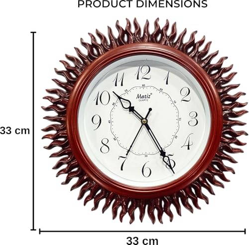 Image of Matiz Analog 30 cm X 30 cm Wall Clock | Brown | with Glass | Standard| 327 Dark Brown