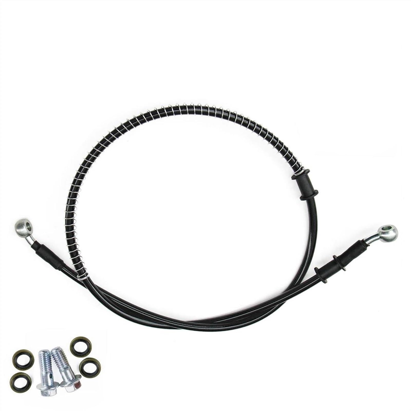 Ksxzw Black- Silver Motorbike Part Motorcycle Hydraulic Brake Hoses Clutch Oil Tubes Pipes 1100Mm/110Cm M8 28°-28° Replacement Accessories
