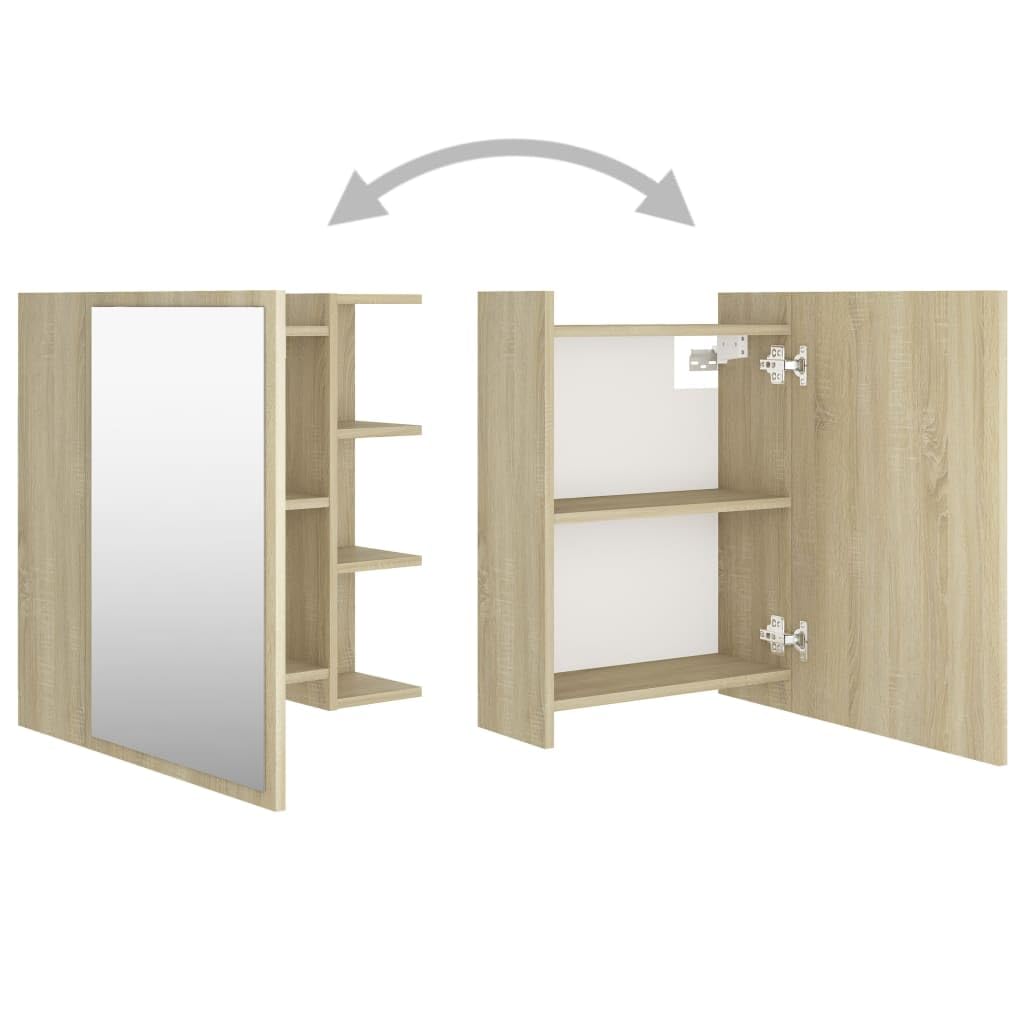 vidaXL Armoire à Miroir de Salle de Bain, Meuble de Rangement avec Compartiment, Armoire de Toilette Maison Intérieur, Chêne Sonoma Bois d’Ingénierie