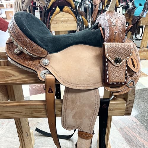 HILASON Horse Saddle American Leather Gorgeous Floral Tooled Cell Phone Case Pouch Holsters Cowboy Genuine Belt Loop Holster - Thumbnail 6