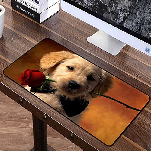 Tapis de souris grand format pour bureau gamer PC design chiot rose mignon