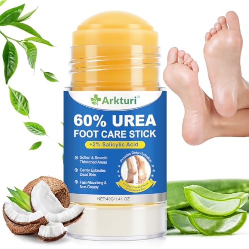 ABOUME 60% Urea Foot Care Stick with 2% Salicylic Acid, Urea Foot Cream for Dry Cracked Feet, Knees, Elbows, Avoid Frostbite, Heel Balm for Callus Remover & Dead Skin Softener (2PCS)