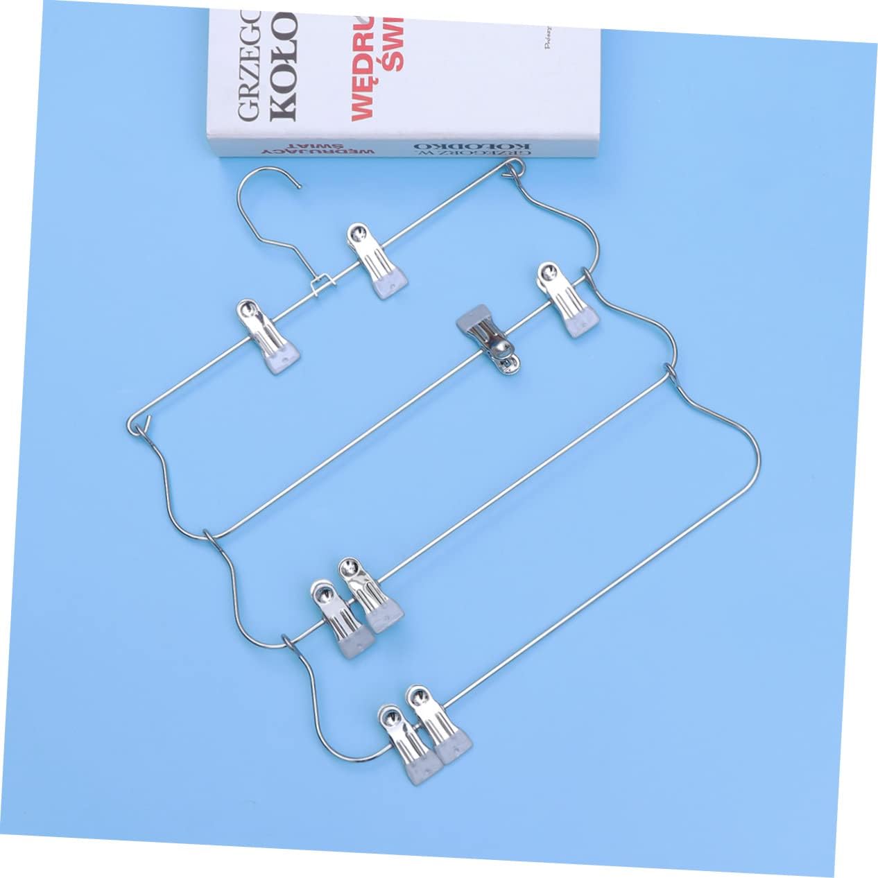 Unomor Multifunctional Metal Pants and Skirt Hangers with Clips Foldable Swing Arm Organizer for Closet Storage Design for Jeans Trousers Scarves and More Silver