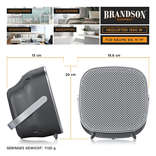 Brandson - Heizlüfter energiesparend mit Touchpannel - 2 Leistungsstufen 1000/1500 Watt - verstellbares Thermostat - Überhitzungs- & Kippschutz - leise für Schlafzimmer/Badezimmer – Bild 3