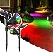 JSOT RGB Outdoor Solar Path Lights, 18 LED Spotlight Waterproof Landscape Lights Solar Security Lamps with 9 Light Modes for Flag Tree Garage Deck Garden Wall Backyard