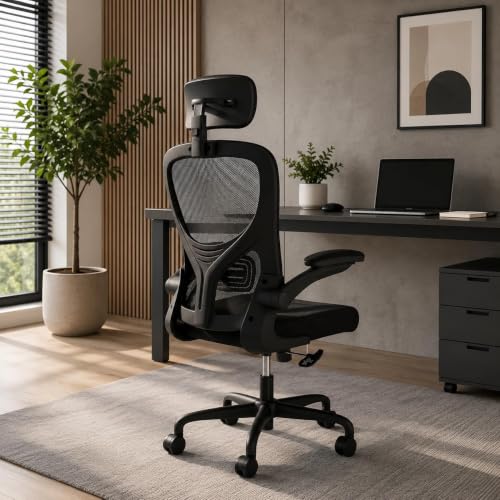 Image of Casa Copenhagen Black | High Back Imported Mesh Fabric Boss Office Chair | Y Design Ergonomic Back Support | 2D Aero Design Adjustable Armrests | Synchro Tilt Lock Mechanism