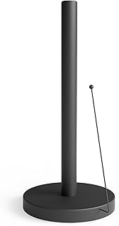 Anti-Roll Arm Paper Holder - Sturdy No Drilling - Modern Kitchen Paper Stand for Standard Rolls (Black)