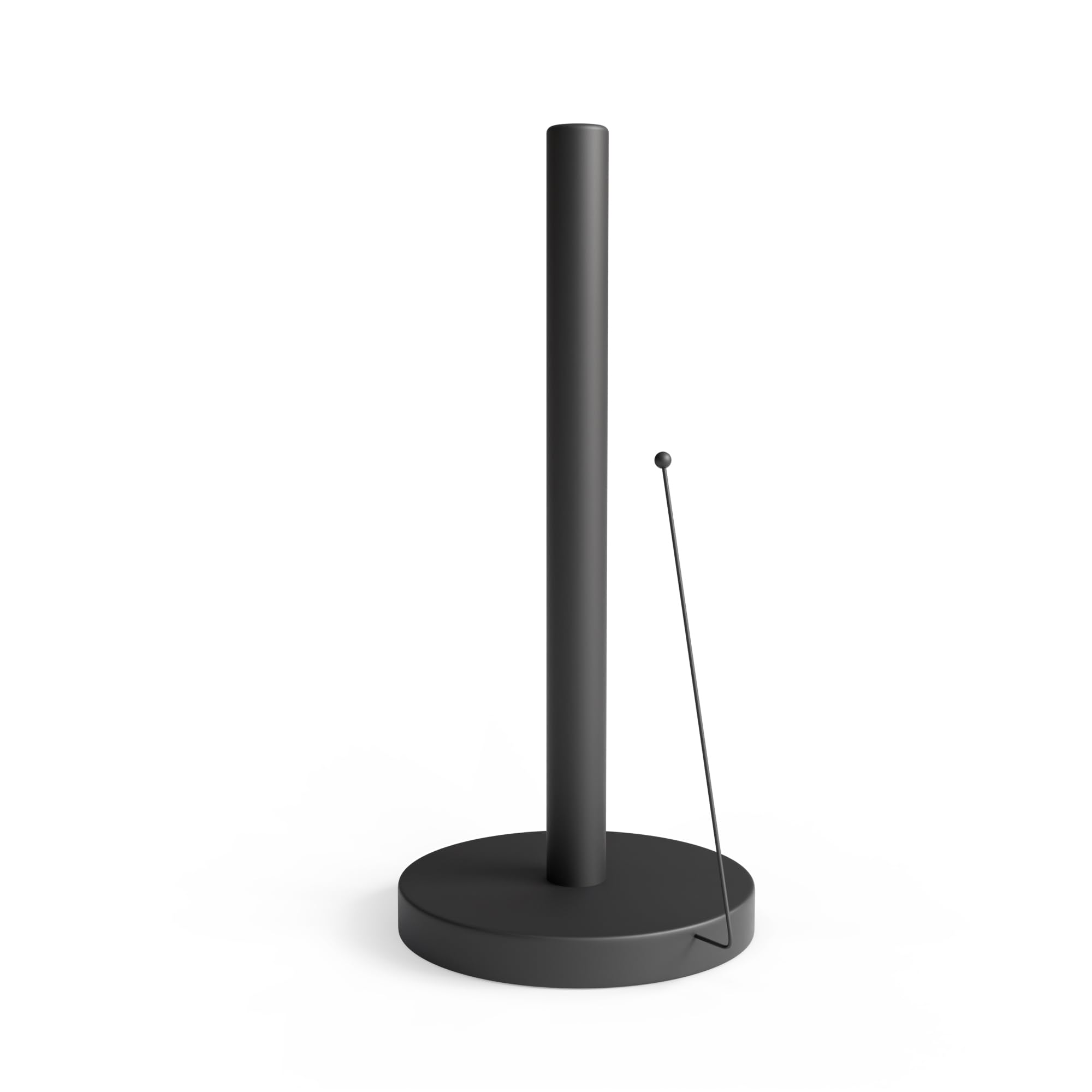Minismus Black Anti-Roll Arm Paper Holder - Sturdy No Drilling - Modern Kitchen Paper Stand For Standard Rolls (Black)