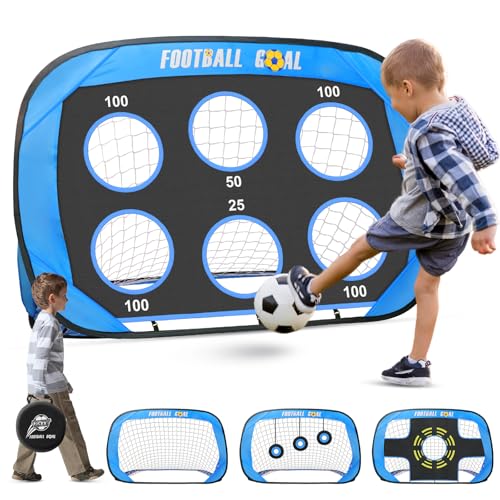 Bnlei Porteria Futbol Niños Plegable, Porterias de Futbol para Niños, Portería de Futbol para Jardin, 4 Modos Entrenamiento Futbol Niños 120x 90 x 90 cm