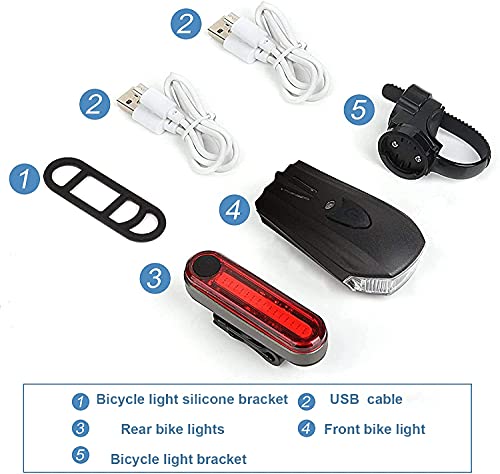 Ozvavzk Lampe Velo LED, Ensemble Lumière Vélo Rechargeable Avant Arrière 5 Modes de Luminosité éclairage Forme de Voiture de Sport USB Antichoc Impermeable VTT Cycliste Poussette - Image 8