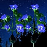 lampe rosenblüte ✿ Realistisches neues Modell: Das Blütenblatt aus neuem Material mit gutem Handgefühl ist exquisit gestaltet, um echte Blumen zu imitieren, im Dunkeln zu leuchten und Ihrem Garten, Ihrer Terrasse oder Ihrem Deck einen wunderschönen Farbfleck zu verleihen.