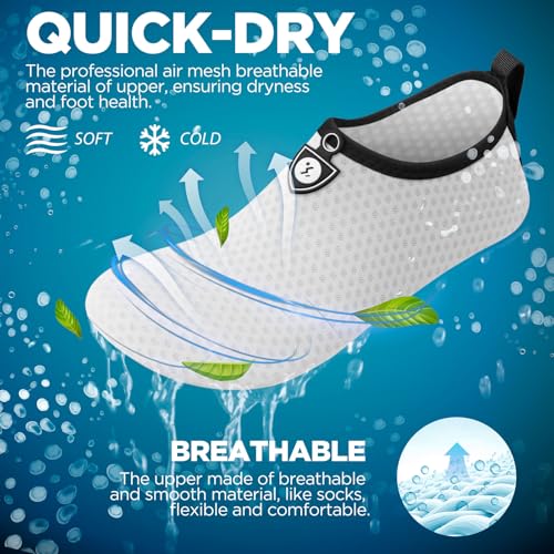 Image of SIMARI Water Shoes for Women Men Swim Aqua Socks Beach Pool Essentials Barefoot Surf River Boat Kayak Sea Yoga Sand Exercise Sport Accessories Breathable Quick-Dry Adult Youth Kid Size SWS001