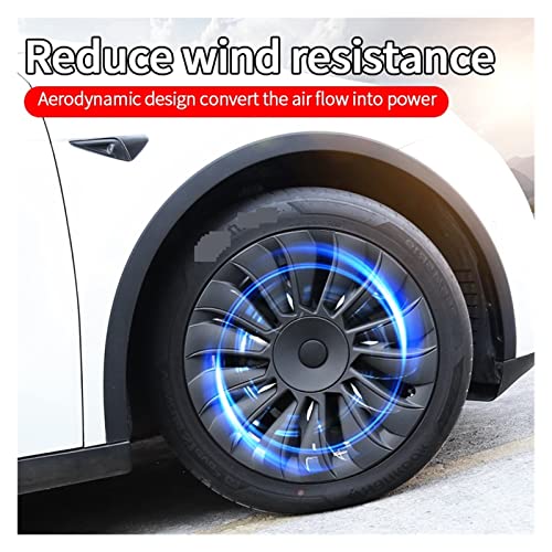 Compatible With Tesla Model Y 19-Inch Storm Wind Style Hub Cover Replacement Car Wheel Hubcap Kit Exterior Decoration Protection Accessories ( Color : Plane Matte Black ) #TOP4