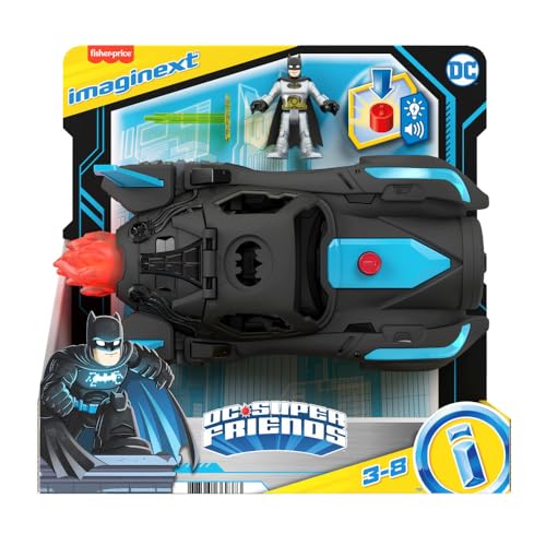 Imaginext Kit de véhicule avec une figurine Batman DC Super Friends et une Batmobile entièrement équipée (30 cm), à Collectionner, Jouet Enfant, Dès 7 ans, HGX96, Multicouleur