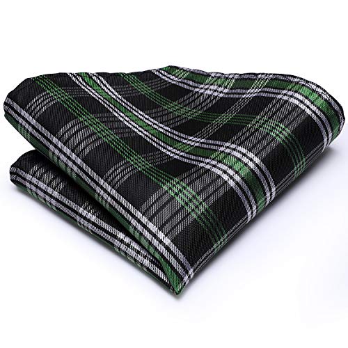 Image of Hi-Tie Silk Ties for Men Plaid Paisley Striped Necktie Pocket Square Cufflinks Set Formal Business