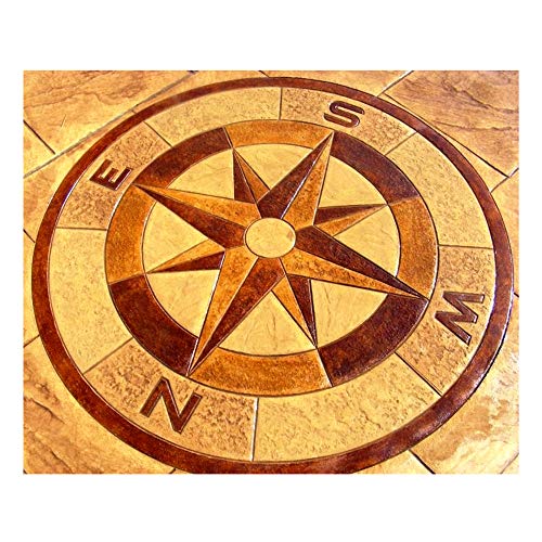 Polyurethane Mat Stamp COMPASS | Texturing Pattern Stone Decorative Concrete Cement Imprint Texture Stamping,700 х 700 х 10 mm | 27,56inch x 27,56inch x 0,39inch