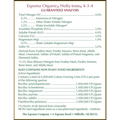 Espoma Organic Holly-Tone 4-3-4 Natural & Organic Evergreen & Azalea Plant Food; 4 lb. Bag; The Original & Best Fertilizer for All Acid Loving Plants Including Rhododendrons & Hydrangeas. Pack of 2 - Image 4