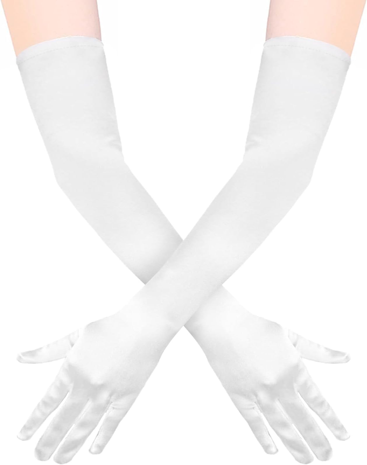 Long Gloves, Satin Gloves, Stretchy Elbow Length Gloves, Long Gloves for Women for Costume Evening Opera Bridal Party Wedding Prom