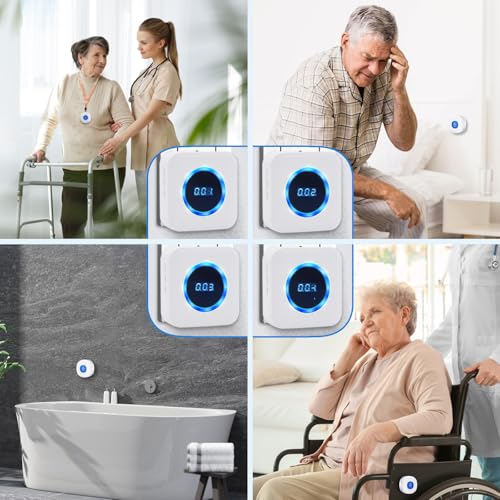 DAYTECH Notrufknopf für Senioren Hausnotruf Senioren Notfallknopf mit 55 Klingeltöne 5 einstellbare Lautstärkestufen, Notruf Armband für ältere/Patienten/Behinderung