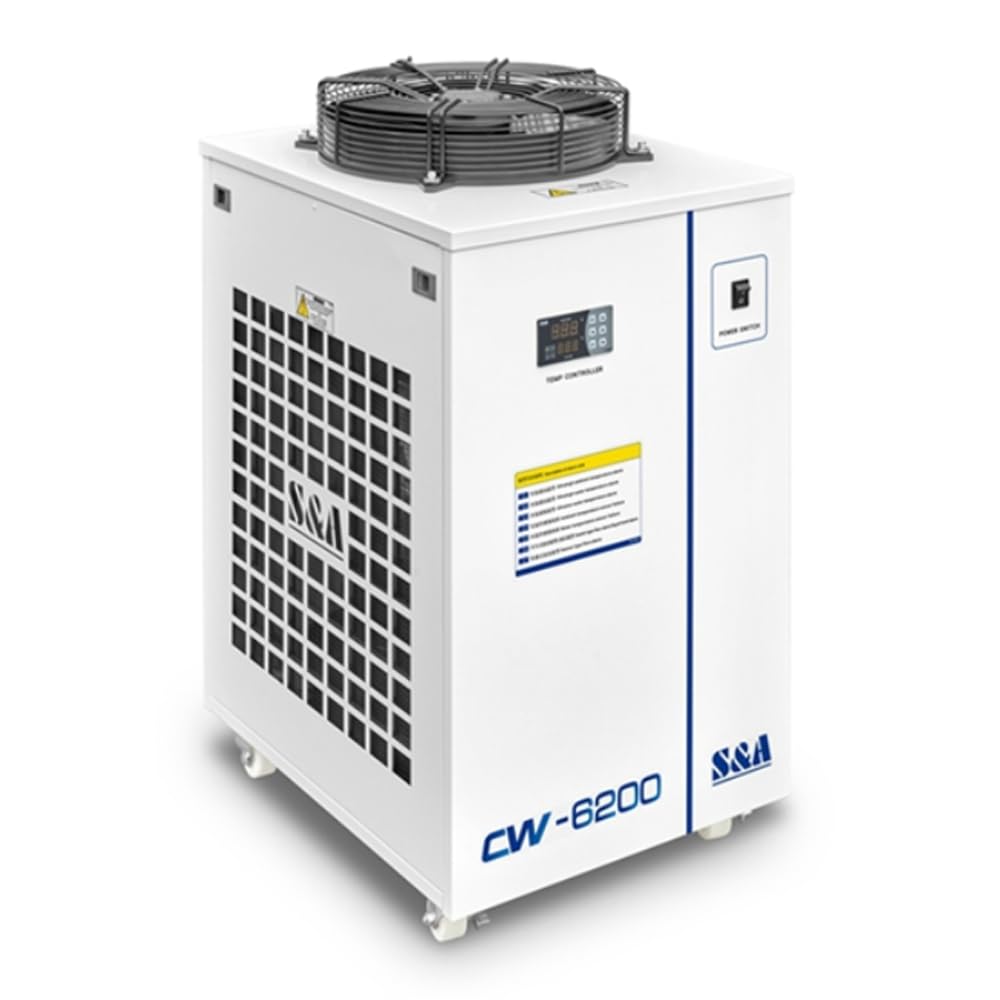S&A Original CW-6200AN Industrie-Wasserkühler Industrial Water Chiller mit 5100 W Kühlleistung für CO2-Metalllaserröhren, CO2-Glaslaserröhren, CNC-Spindeln, Halbleiter, Faserlasergravierer
