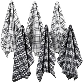 Mayfair Homeware Kitchen Towels, Pure Cotton Tea Towels, Set of 6 Grey And White Tea Towels, Soft and Super Absorbent Hand Towels, 50x70 cm Large Dish Drying and Cleaning Cloth, Pack Of 6