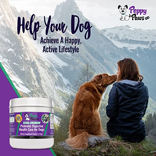 Peppy Paws Probiotics For Dogs - All Natural Powder - 5B Cfus - Puppies To Seniors - Improves Digestion, Constipation, Diarrhea, Gas, Skin, Breath - 120 Scoops - Each Purchase Helps Dog Rescue Causes #TOP1