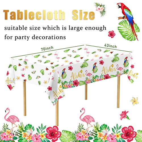 Aloha Party Decoration 3 Pack Hawaiian Tablecloths For Luau Party Decorations, Tropical Flamingo Table Cover Disposable Plastic With "Aloha" Gold Letters, Summer Beach Theme Birthday Party Supplies #TOP2