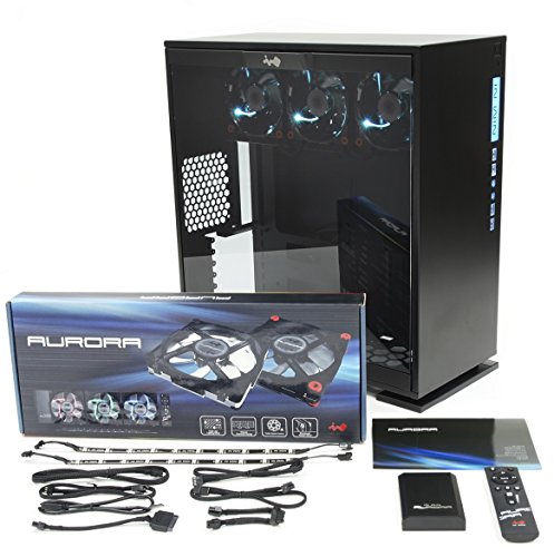 Gabinete para computadora IN WIN 303 Mid Tower ATX Negro con kit de ventiladores Aurora RGB (3 ventiladores, 2 tiras LED, control remoto) miniatura 4