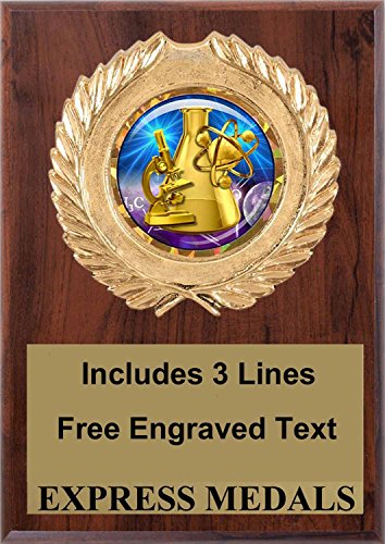Express Medals 5 inch x 7 inch Science Fair Plaque Trophy Award with Free Engraving