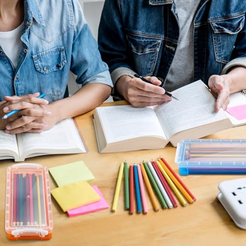 Image of Gueevin 24 Pcs Large Capacity Plastic Pencil Box Clear Plastic Pencil Case Crayon Box with Snap Tight Lid Watercolor Pen Storage Brush Organizer Drawing Tools Container (Macaron)