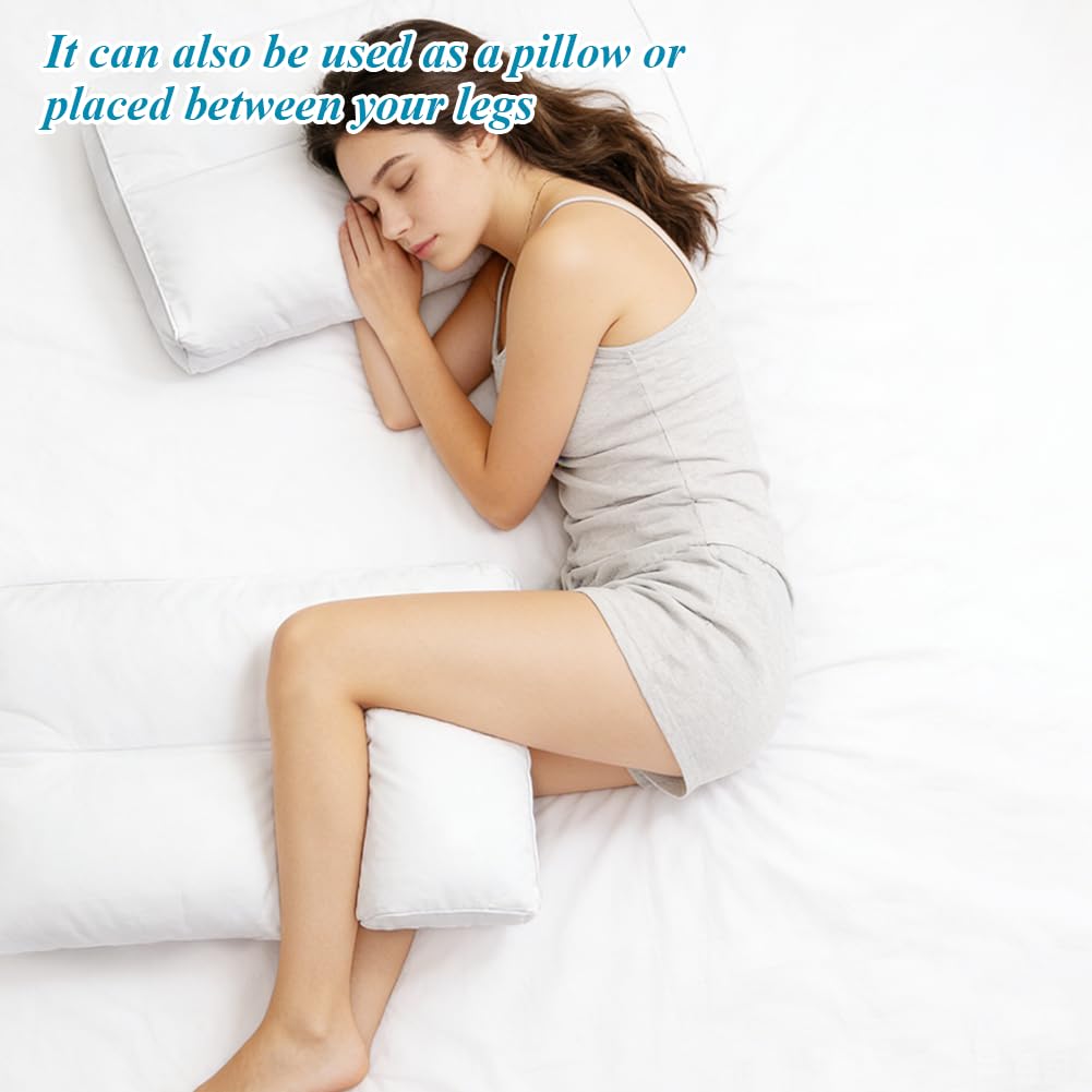 Almohada ortopédica de algodón de 12 cm para dormir de lado, almohada ortopédica de piernas de espuma viscoelástica para aliviar el dolor de cadera, rodilla y espalda