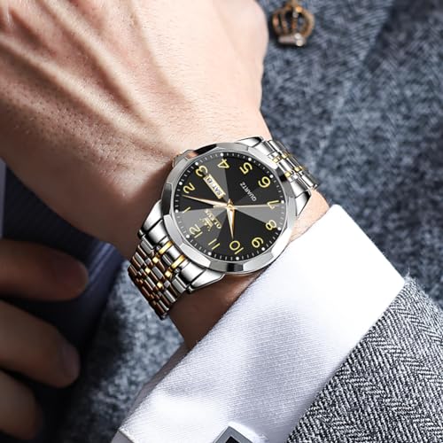 Image of OLEVS Watch for Men Simple Business Dress Analog Stainless Steel Waterproof Luminous Date Easy Read Men Wrsit Watch