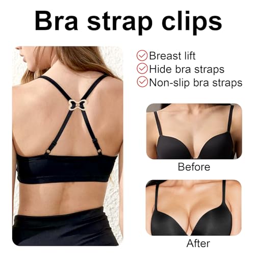 3 Pairs Clear Bra Straps + 1 Back Strap + 4 Clips, Adjustable Non-Slip Invisible Transparent Bra Shoulder Band to Make Racerback for Women Dating Wedding Party Sports4