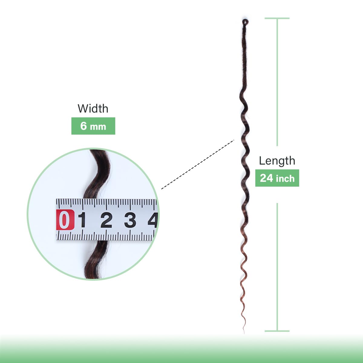 24 In 30 Strands Curly Dreadlock Extensions, Ombre Auburn Synthetic Single Ended Dreads Extensions, 100% Handmade Dreads Hippie Style Dreadlocks for Woman