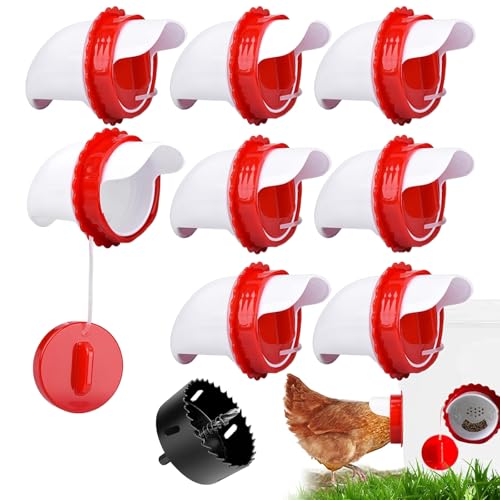 Chicken Feeder Port Kit 8 Pack Automatic Poultry Feeder Cups for Buckets & Bins No Waste Rainproof DIY Chicken Feeders for Hens Ducks & Other Poultry