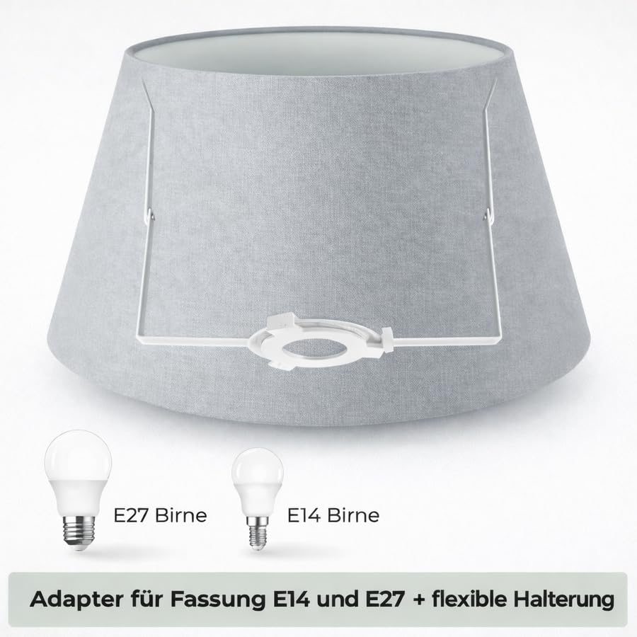 Wogati® Premium Lampenschirm | Größe: XL | ØU:30cm | Farbe: Floral | E14/E27 | konisch | Baumwolle | für Stehlampen, Hängelampen, Tischlampen, Deckenlampen