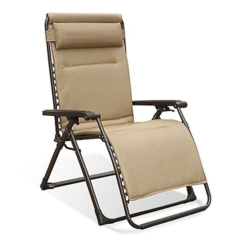 Never Rust Aluminum Oversized Adjustable Relaxer in Tan, Multi-positional/Foldable