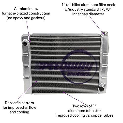 Speedway Motors Chevrolet Sbc/Bbc Universal Lightweight Aluminum Radiator, 26 Inch Width, Premium Performance With Maximum Cooling, Easy Installation To Any Build #TOP2