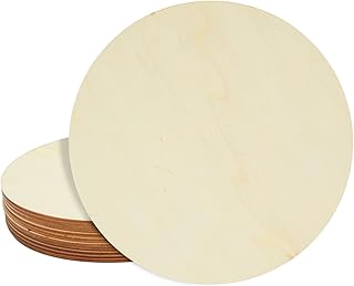 Juvale Unfinished Circle Wood Pieces, 8 Inch Cutouts for Painting Crafts, Wooden Blanks (10 Pack)