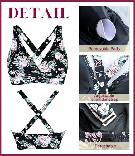 Image of Women's V Neck Padded Push Up Bathing Suit Tops Only