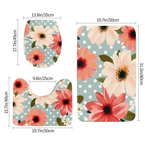 YoupO WC-Deckelbezug mit Punktemuster, 3-teilig, saugfähig, U-förmig, Konturmatte für Toilette, Badezimmer – Bild 3