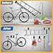6 Pack Garage Hooks 10 INCH Heavy Duty Two-Tier Steel Shed Wall Mount Workshop Garage Storage Tool Organizer Hooks for Hanging Garden Tool, Hose, Ladder, Chairs, Bikes with Anti-Slip Coating