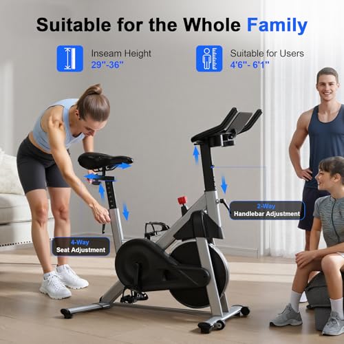 Image of Superun Exercise Bike, Stationary Bikes for Home Gym with 32-Level Magnetic Resistance, 300LBS Capacity Indoor Cycling Bike with Comfortable Seat, LED Display