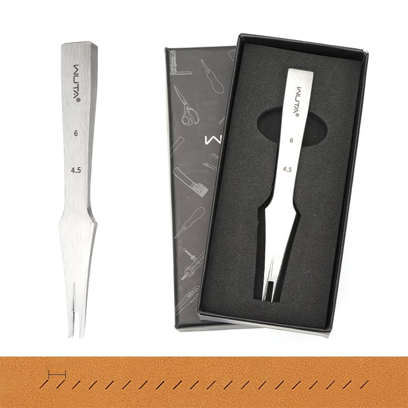 WUTA Leather Chisel All-Polished Die-Steel Puncher French Style Pricking Iron Sharp Leather Punching (Obverse, 4.5 mm 2Teeth)