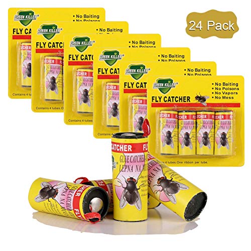 Preisvergleich Produktbild LATERN 24 Stück Fliegenfänger Rollen Insektenfänger Fliegenfalle Umweltfreundlich Giftfrei Insekten-Klebe-Falle gegen Fliegen, Mücken und Motten