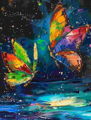 Broderie point de croix papillon abstrait pour décoration murale salon