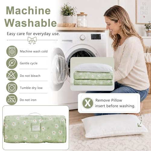 Image of Toddler Nap Mat with Removable Pillow,Ultra Soft Slumber Bags for Girls,Kids Sleeping Bags with Roll Up Design, Perfect for Preschool,Daycare,Kindergarten