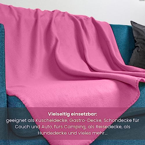 wometo Polar Fleecedecke oekoTex 130x160 ca. 400g mit Anti-Pilling und Kettelrand rosa