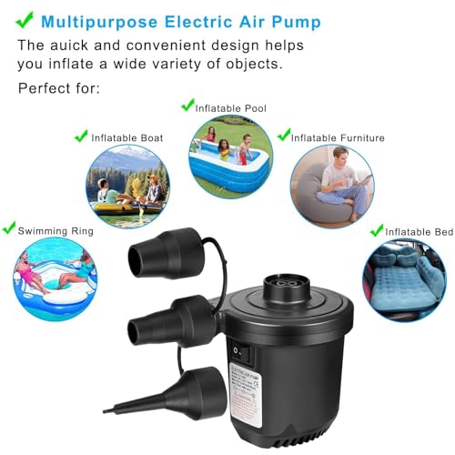 RWSEFK Electric Air Pump Inflatable Portable Quick Air Mattress Pump Air Bed Pool Toy Raft Boat Pool Pump for Inflatables