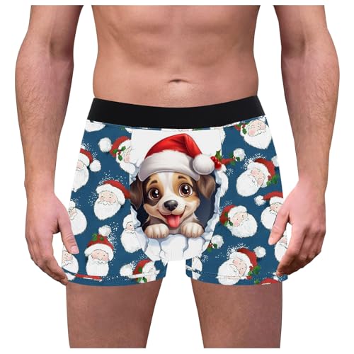 akwuiopt Ropa interior divertida de Navidad para hombre, transpirable, calzoncillos de Papá Noel, pantalones cortos térmicos pesados para hombre, B, S